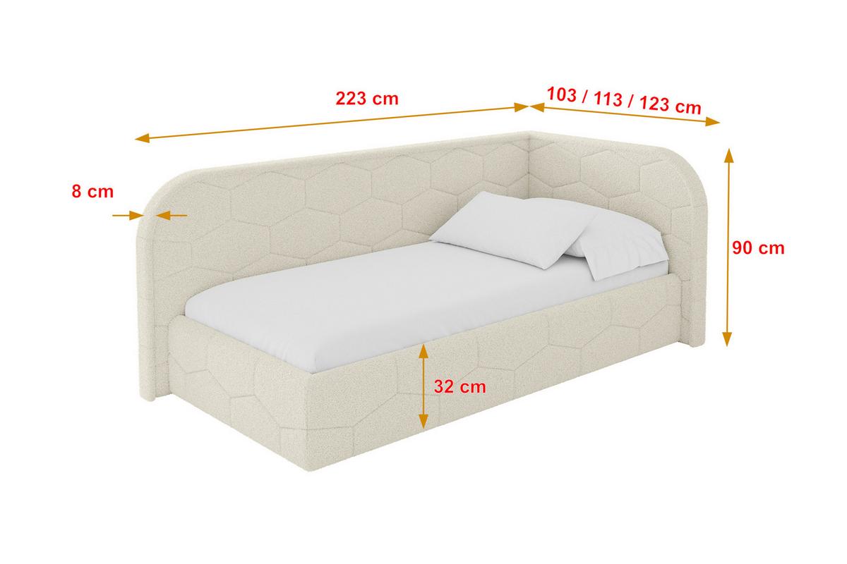 EINZELLBETT Jugendbett mit Bettkasten und Matratze H3/H4, Links - JAXY 80x200 Beige - Champagner, Holzwerkstoff/Textil (80/200cm) - ALTDECOR