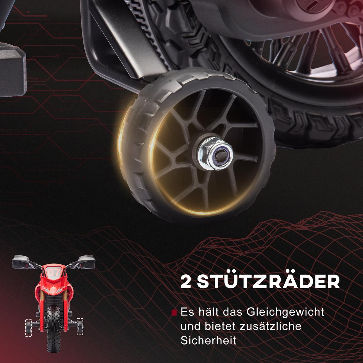 KINDER Elektro-Motorrad 6V Kindermotorrad 3 km/h 3-8 Jahre Kinder Rot - Rot, Kunststoff (105/57/62cm) - AIYAPLAY