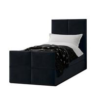 BOXBETT ALEYNA 120x200 cm mit Bettkasten und Matratze - Schwarz + TOPPER - Schwarz, Holz/Holzwerkstoff (120/200cm) - AX Living