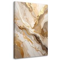 LEINWANDBILD, Beige und Gold Glamour Abstrakt - Weiß, Textil (70/100cm) - Feeby