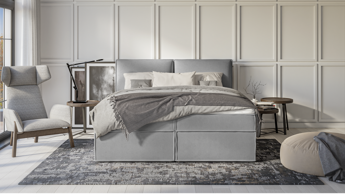 BOXBETT Eclipse 180/200 cm Grau Luxusmicrofaser - Schwarz/Grau, Holz/Kunststoff (180/200cm) - S-Style Möbel
