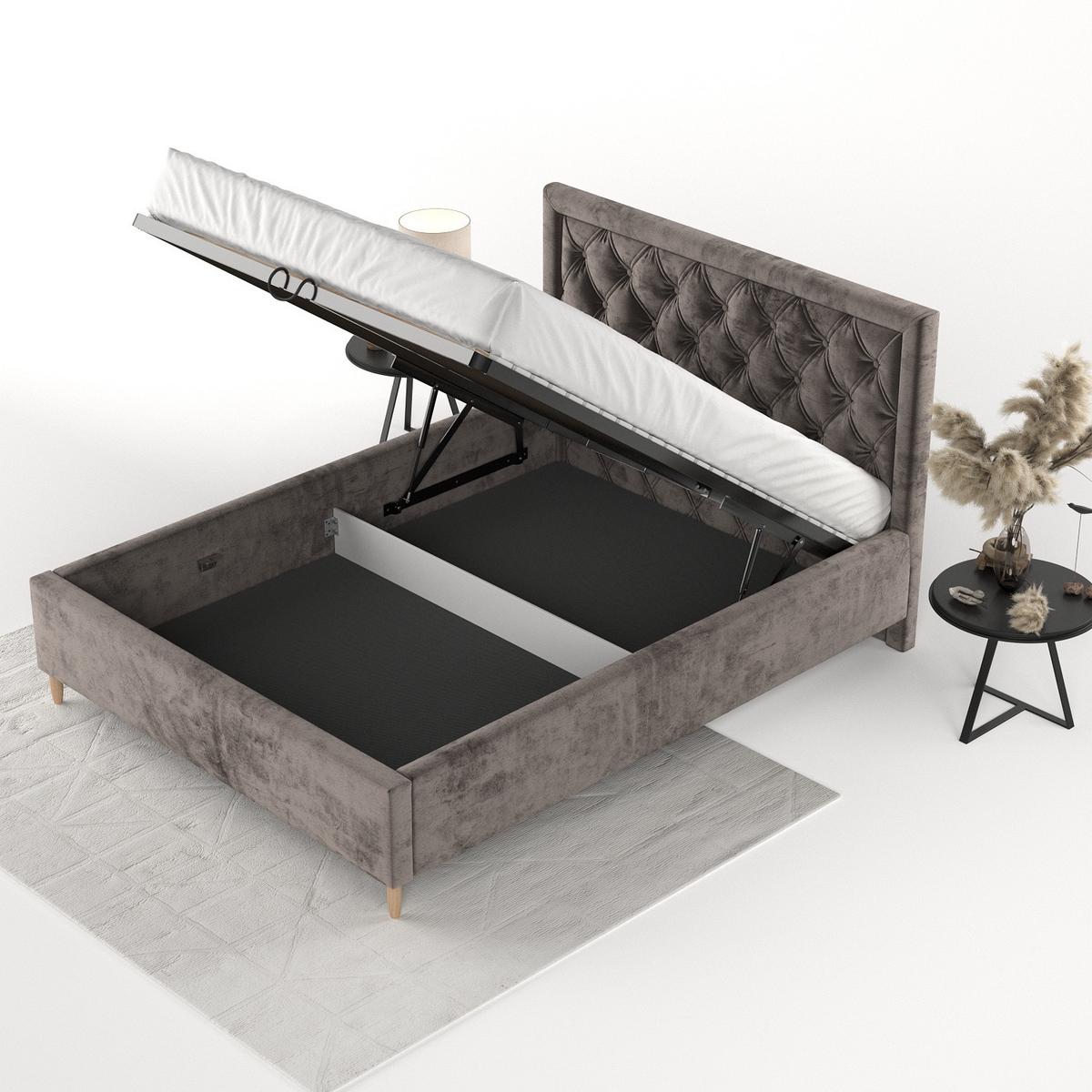 POLSTERBETT Lido 160/200 cm Braun im Lotta Stoff - Naturfarben/Braun, Holz/Holzwerkstoff (160/200cm) - AltaBeds