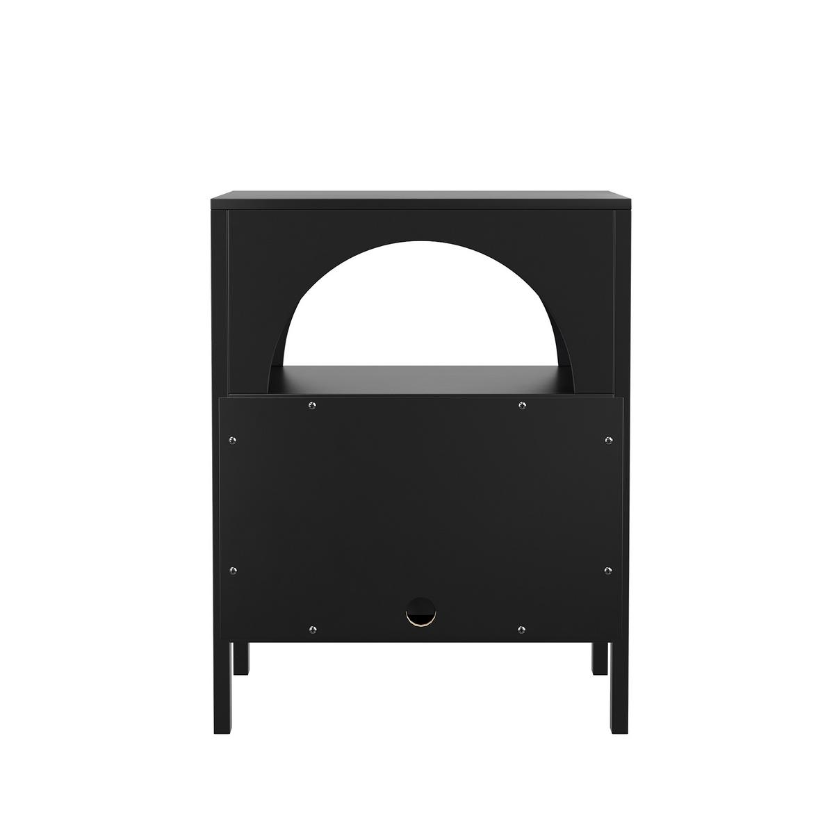 NACHTTISCH Schwarz 45 cm – Nachtkonsole mit 2 Schubladen & offenem Fach - Schwarz, Holzwerkstoff (45/58/40cm) - Urban Meuble