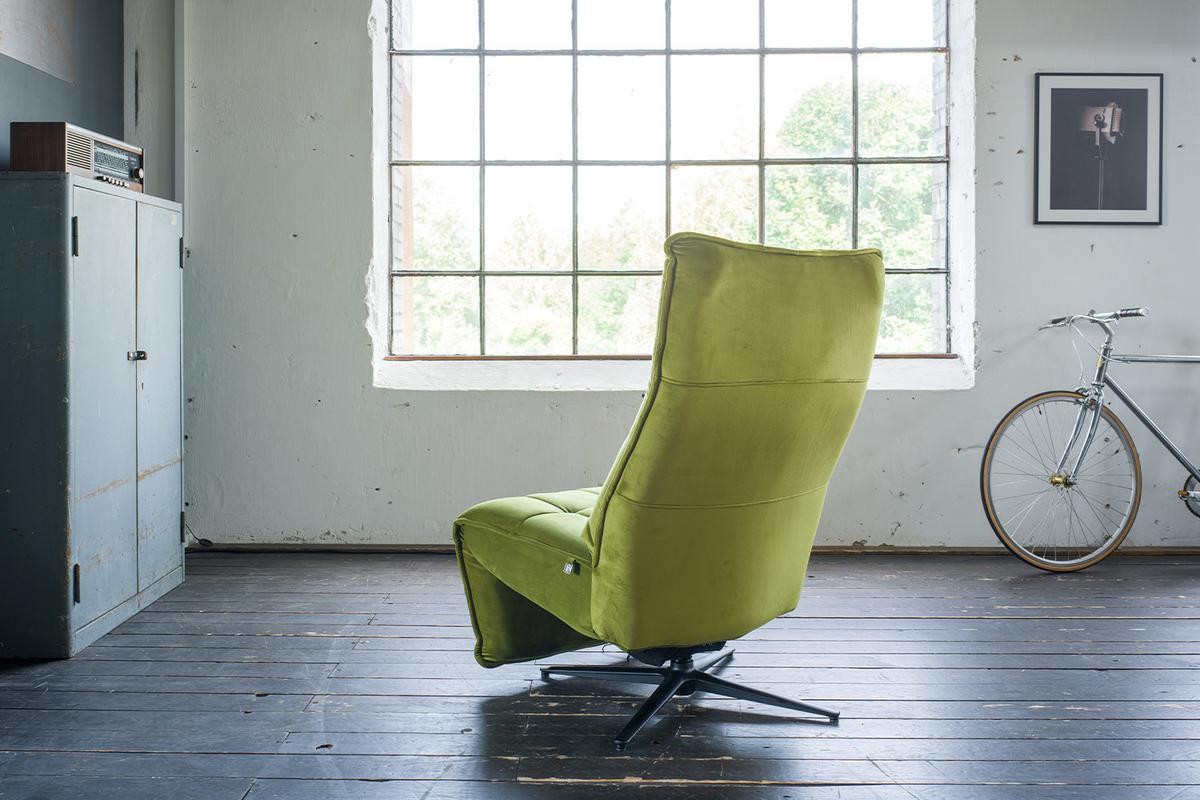 RELAXSESSEL MIKO Grün Velvet Relaxfunktion - Schwarz/Grün, Textil/Metall (75/115/94cm) - KAWOLA