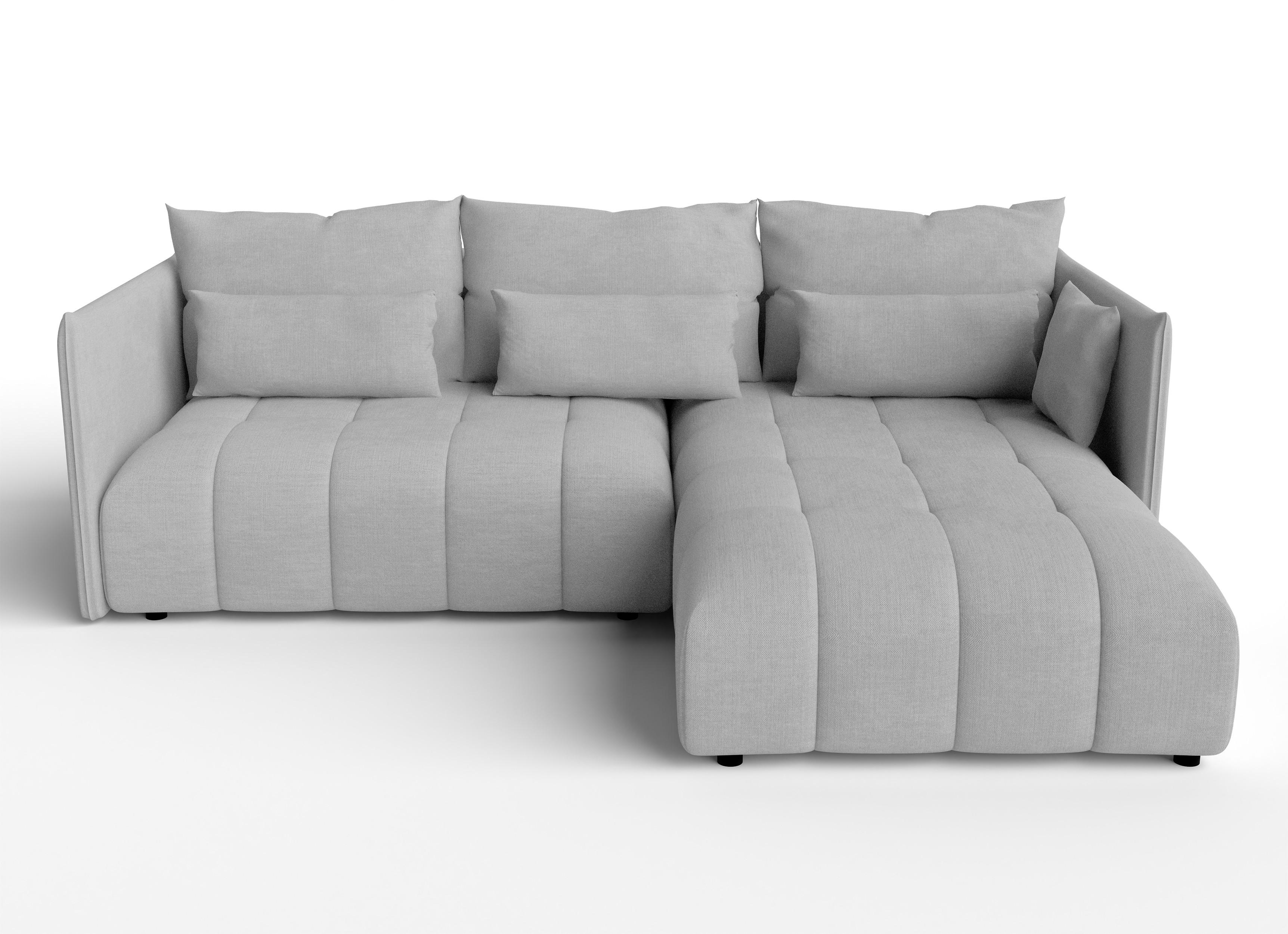 ECKSOFA L Form Cosmova Hellgrau 248/180/83 cm mit Schlaffunktion - Hellgrau/Schwarz, Kunststoff/Textil (248/180cm) - AX Living