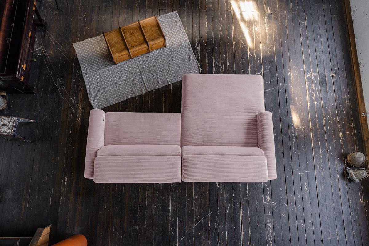 ECKSOFA LAISKA Pink Cord - Schwarz/Rosa, Textil/Metall (282/177cm) - KAWOLA
