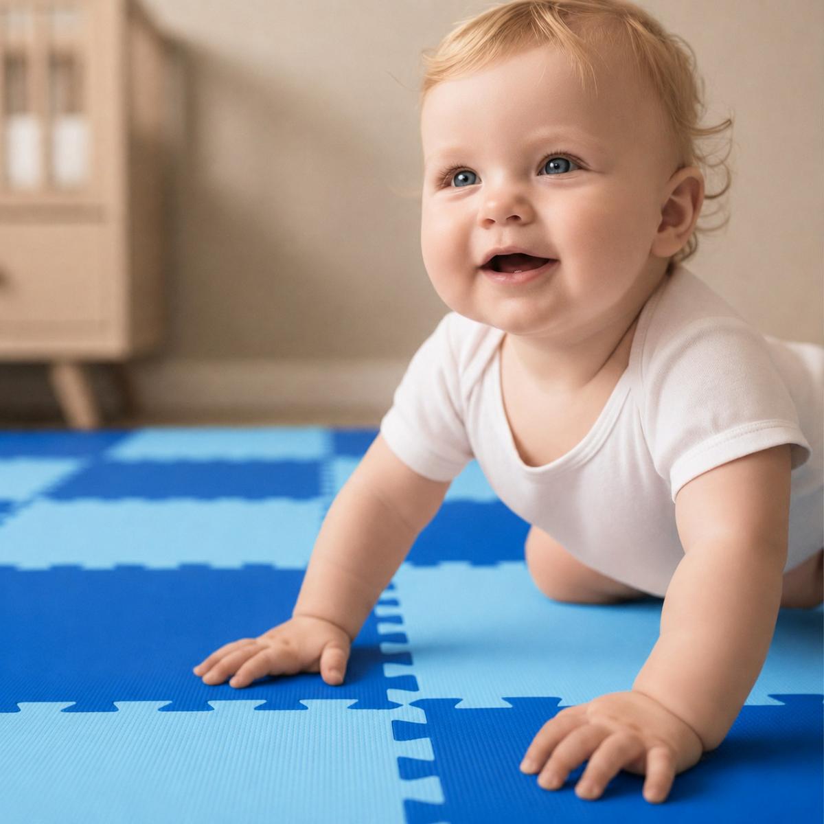 SPIELMATTE ab Null - 180/90/1 cm Puzzlematte Blau - Blau, Kunststoff (30/30cm) - Littletom