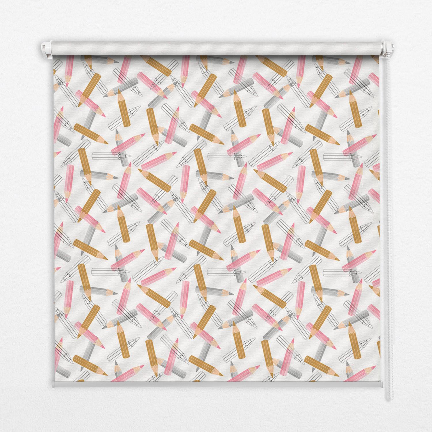 INNENROLLO - Fensterrollo - Rollo - 60x40 cm - Buntstifte - Pink, Kunststoff (60/140/0.5cm) - TULUP