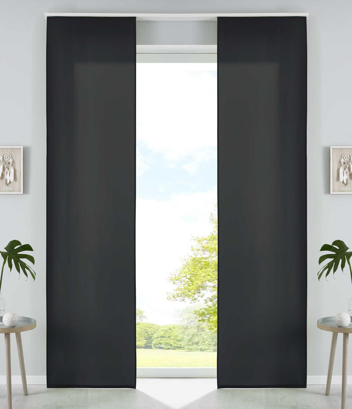 VORHANG 2ER SET HxB 245x60 cm Schwarz - Schwarz, Textil (60/245cm) - Gardinenbox