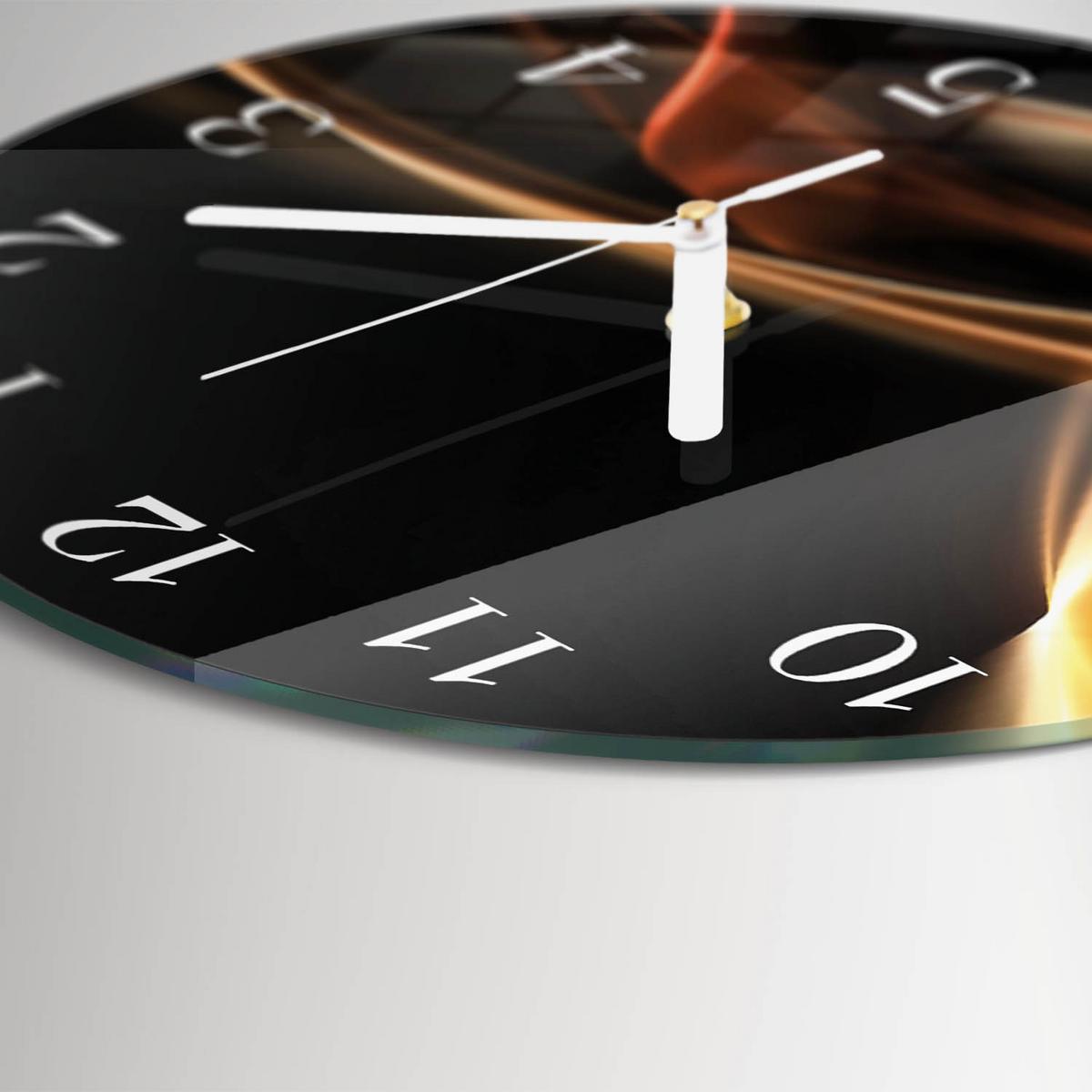 WANDUHR aus Glas Ø30 cm - Abstrakte Linien - Goldfarben, Glas (30/30/0.4cm) - TULUP