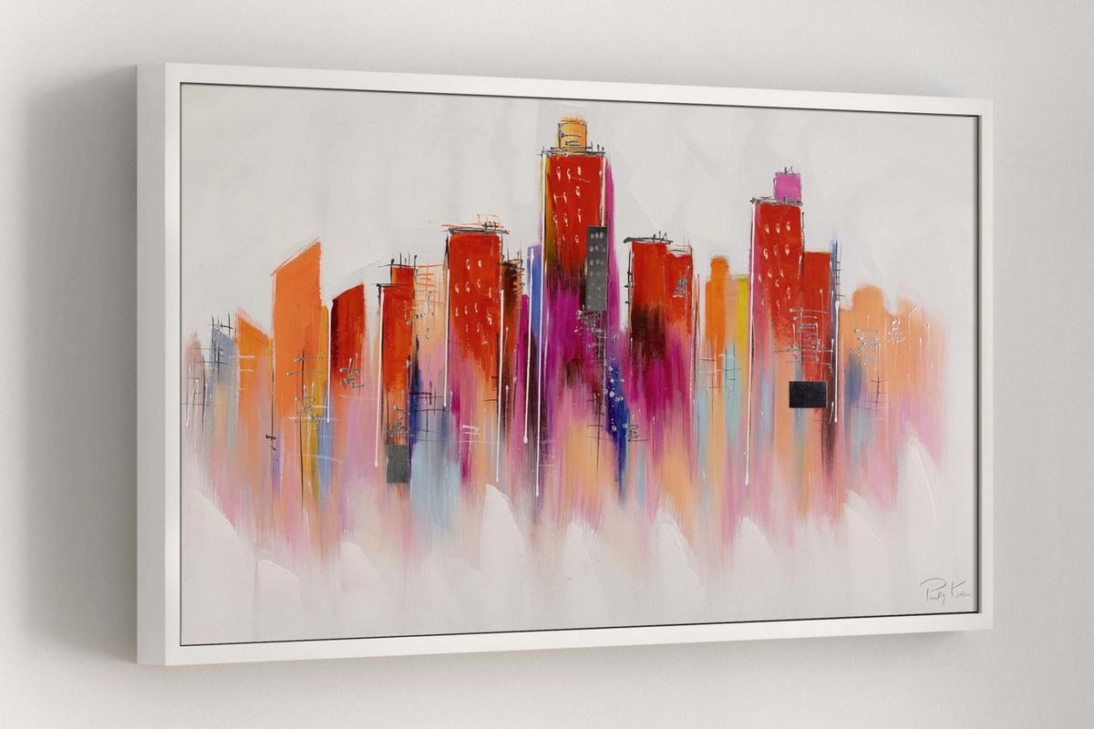 ACRYLBILD HANDGEMALT 120/60 cm - Rot/Weiß, Holz/Textil (120/60cm) - KUNSTLOFT