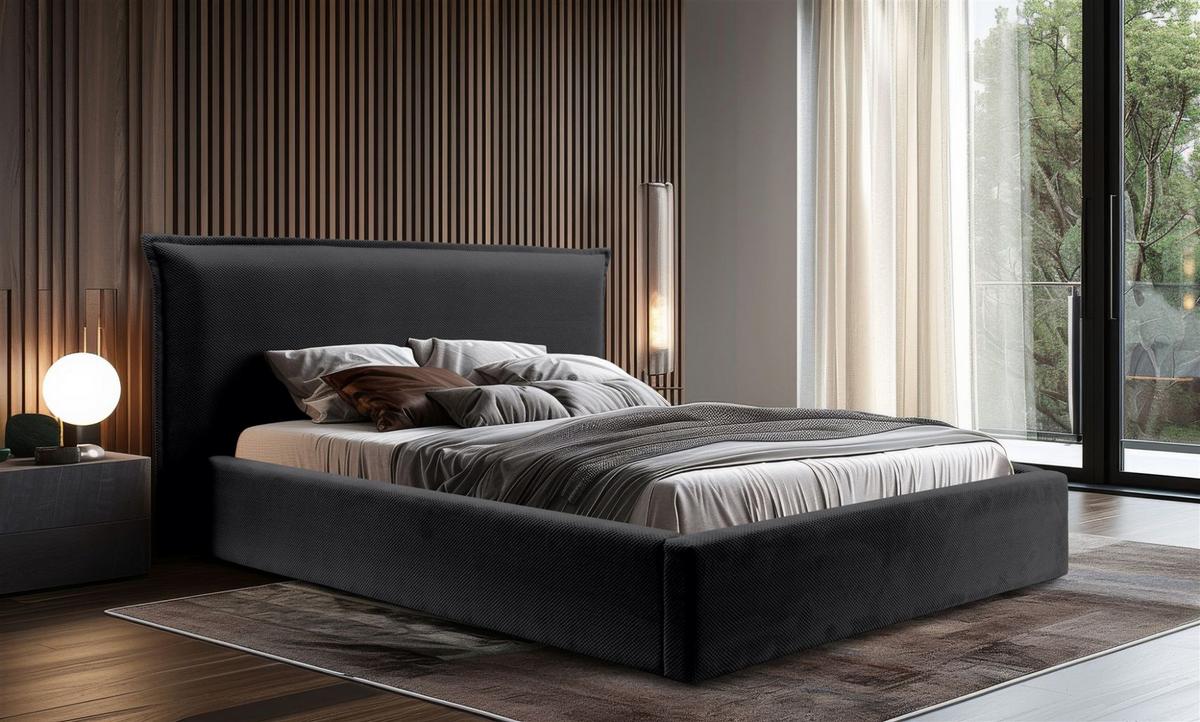 POLSTERBETT Amada Komplettset In Pop - Schwarz, Holzwerkstoff/Textil (160/200cm) - Fun Möbel