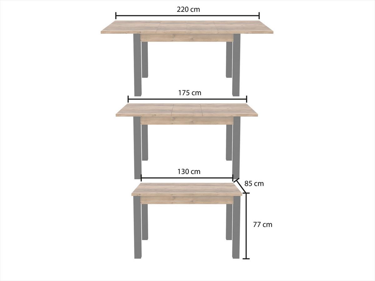 ESSTISCH ALIVO Ausziehbar 130 - 175 / 85 x 77 cm - Schwarz, Holz (130/85/77cm) - MASSENO