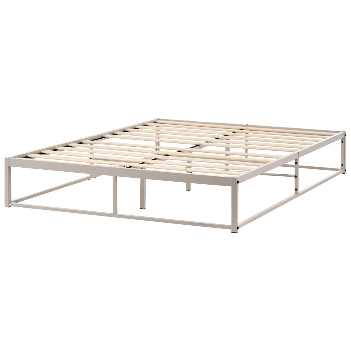 BETT ohne Kopfteil 140/200 cm Eisen Hellbeige Viry - Beige, Metall (140/200cm) - Beliani