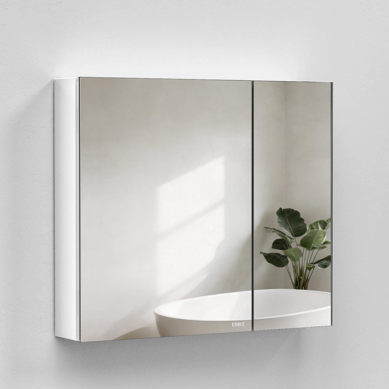 SPIEGELSCHRANK Weiß 85/65/14,5 - Weiß, Metall (85/65/14.5cm) - EMKE