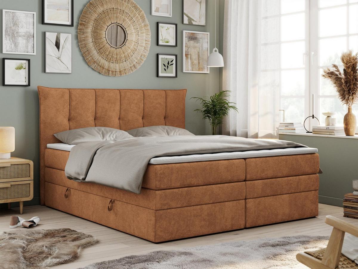 BOXSPRINGBETT PREMIUM 10 KING 180/200 Orange Struktur - H3 - Orange, Holz/Textil (180/200cm) - MKS