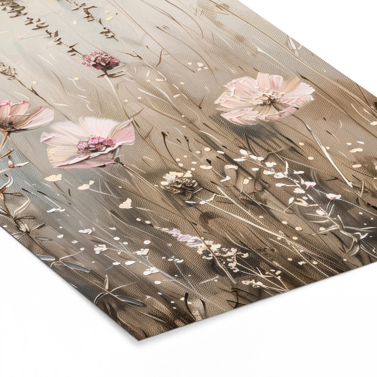 POSTER MIT RAHMEN Blumen - Rosa - Modern - Beige Bilderrahmen 30x40 cm - Beige, Papier (30/40cm) - MuchoWow