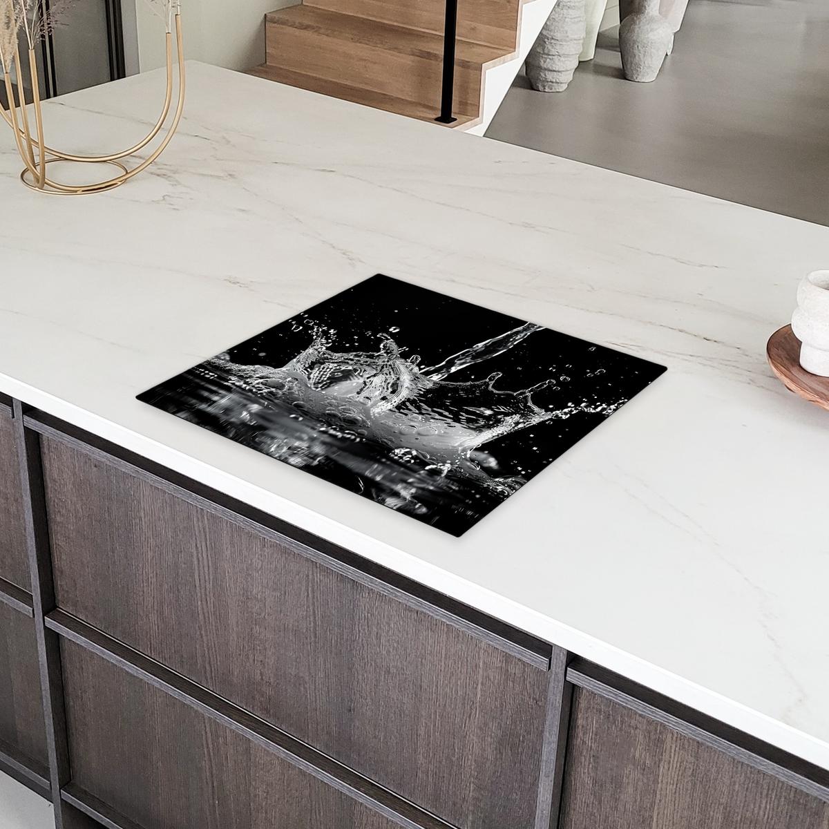 HERDABDECKPLATTE Wasser - Spritzwasser - Schwarz Abdeckung Ceranfeld 57.6x51.6 cm - Schwarz, Kunststoff (57.6/51.6/0.2cm) - MuchoWow