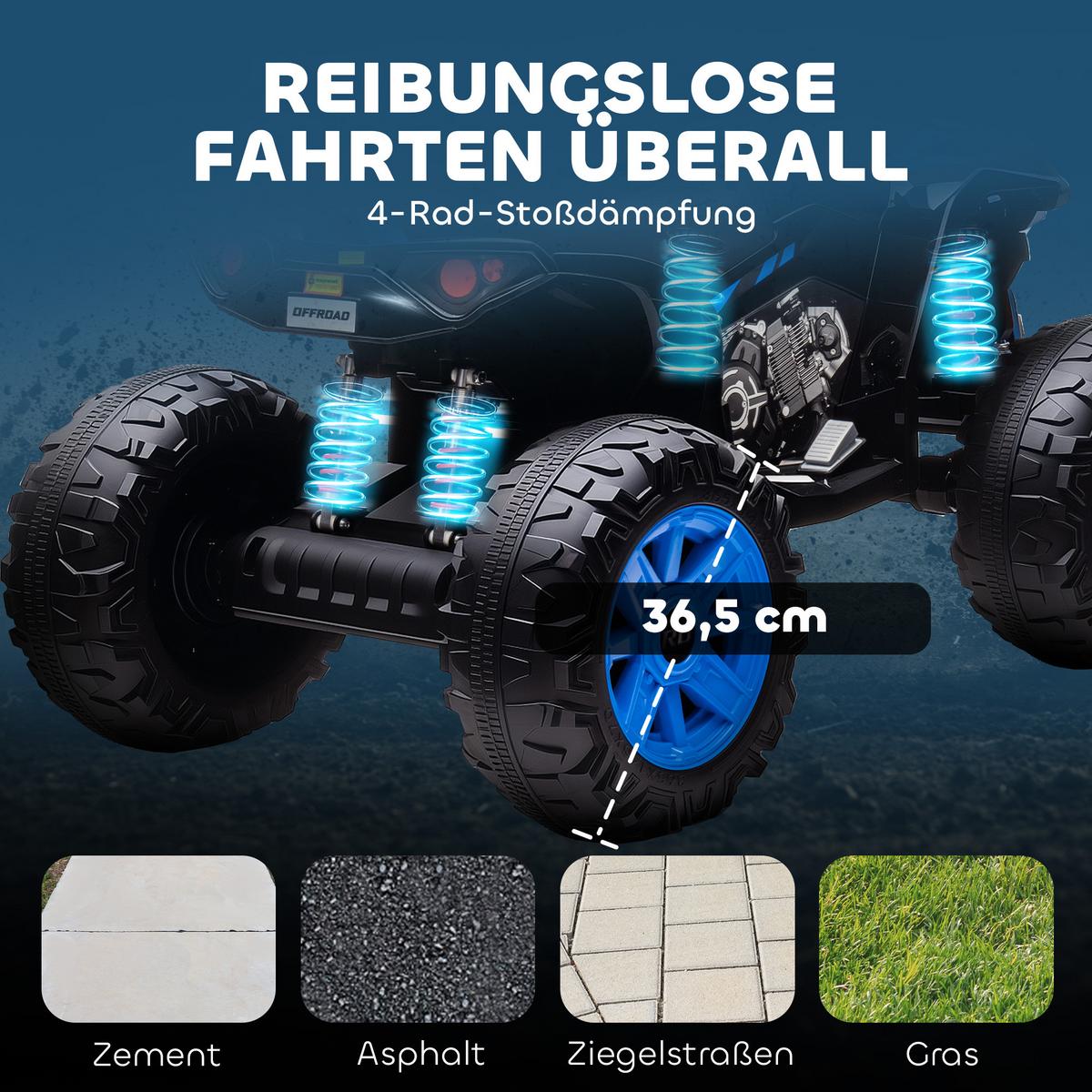 KINDER-ELEKTROQUAD 24V mit Vorwärts-, Rückwärtsfunktion, 2 Sitzer, Schwarz - Schwarz, Kunststoff (109/68.5/76cm) - AIYAPLAY