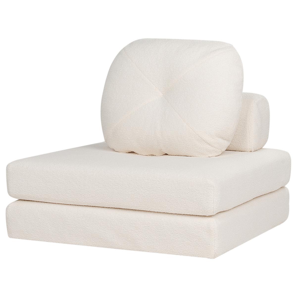 1-SITZER BODENSOFA Bouclé weiß mit Schlaffunktion Olden - Weiß, Textil (81/54/91cm) - Beliani