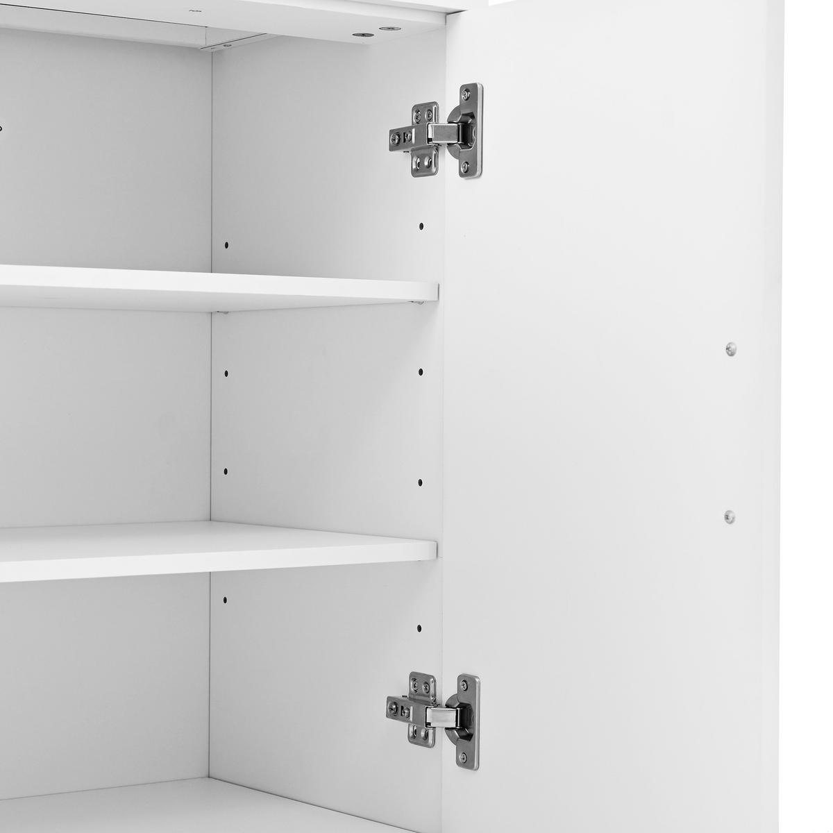 SIDEBOARD mit Regalen und Rebounder 4 Türen, 2 Schubladen, verstellbare Einlegeböden Natürliche Holzmaserung und Weiß - Weiß, Holzwerkstoff (120/81/35cm) - Urban Meuble
