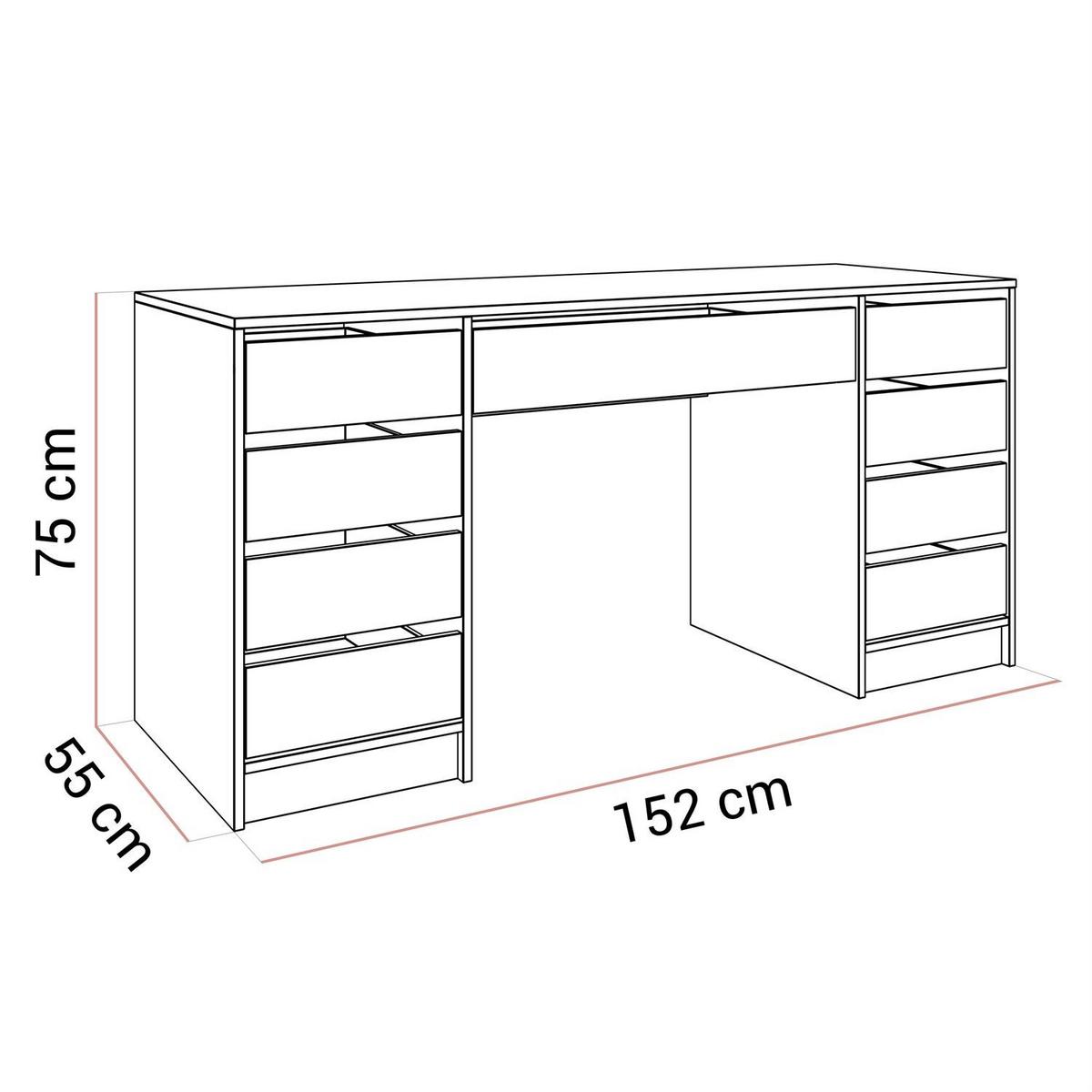 SCHREIBTISCH MADA DOUBLE mit Schubladen kaschmir - Kaschmir, Holzwerkstoff (55/152/75cm) - Lookway