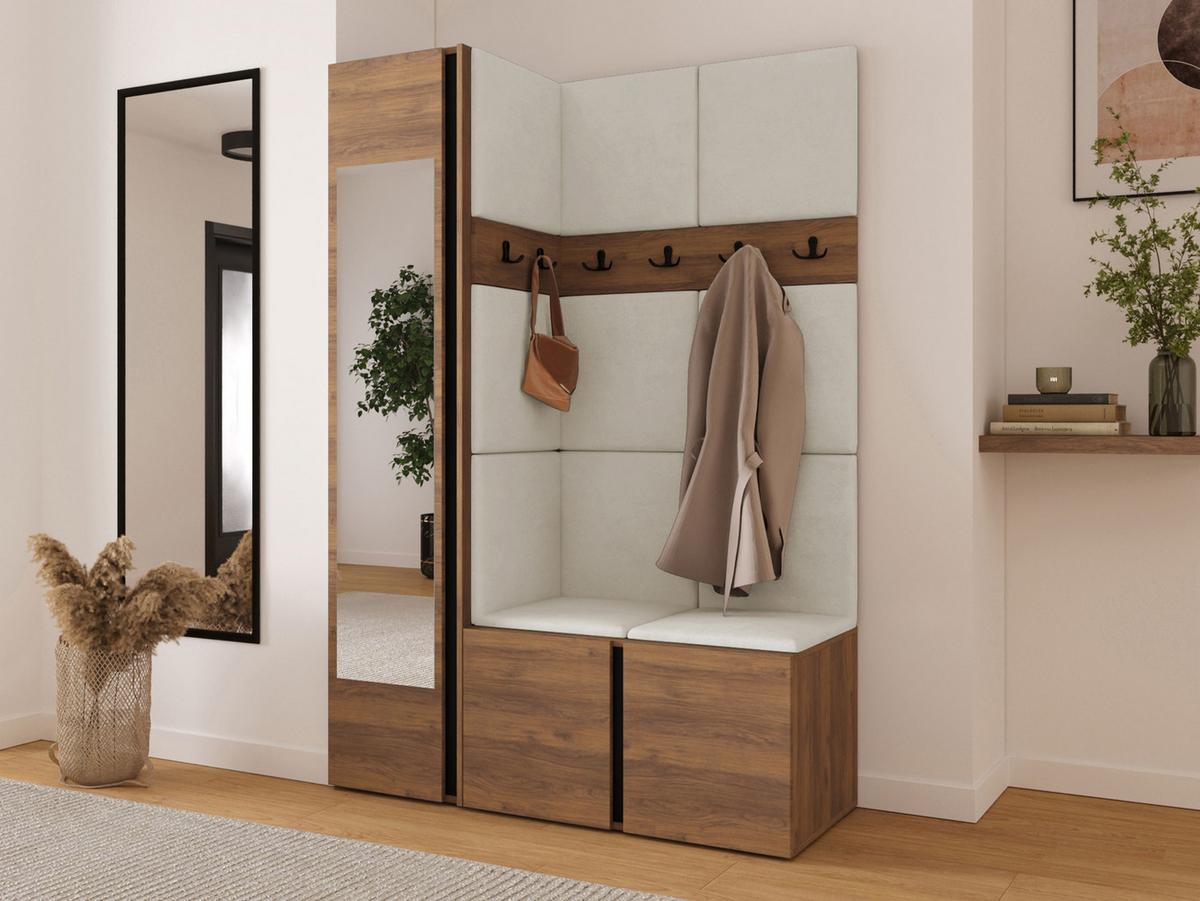 GARDEROBEN-SET Orion X - Beige/Nussbaumfarben, Holzwerkstoff/Kunststoff (124/186/46cm) - MIRJAN24