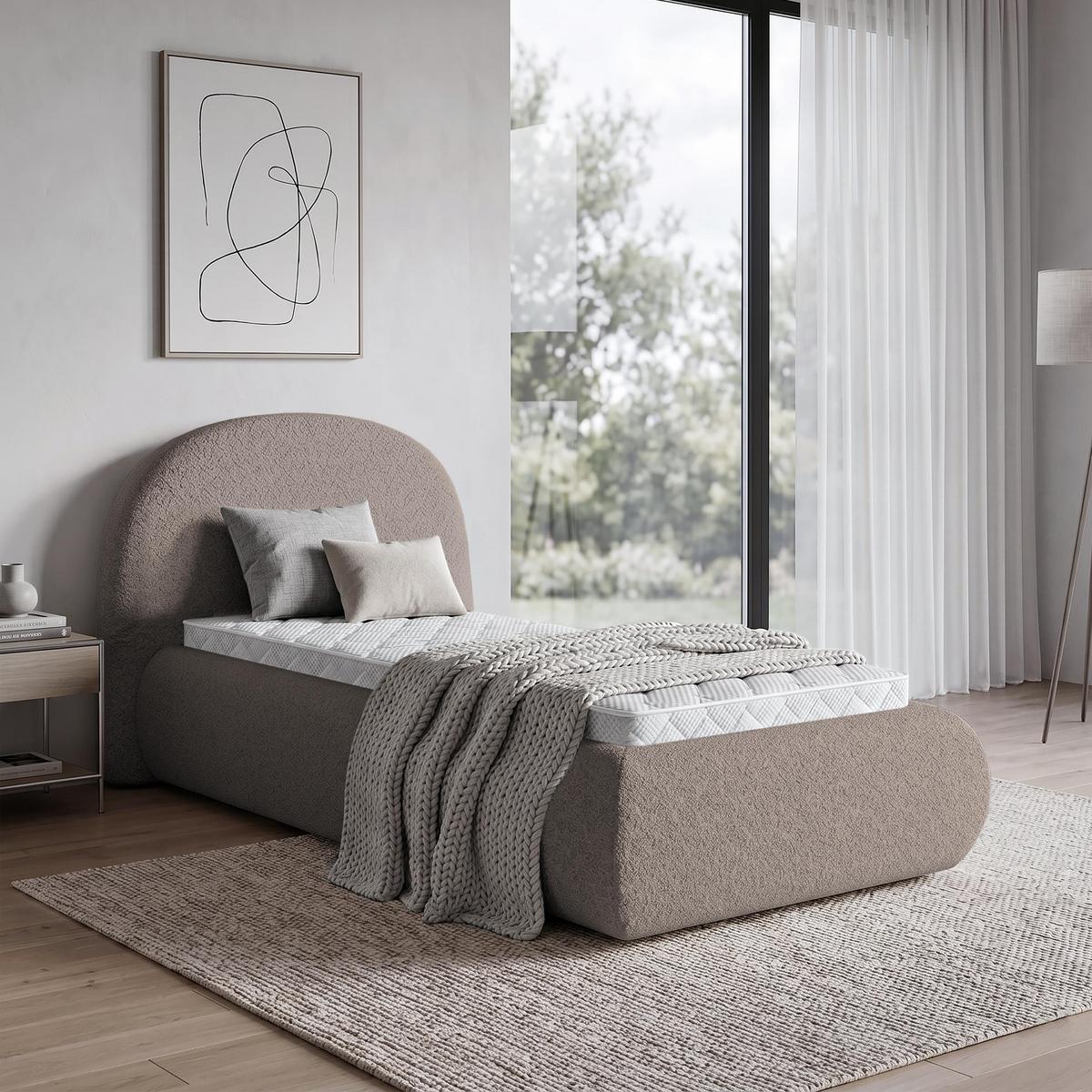 POLSTERBETT Motti 90x200, Einzelbett mit Bettkasten und Schaumstoffmatratze 10 cm, Cappuccino - Cappuccino, Holzwerkstoff (90/200cm) - Beautysofa