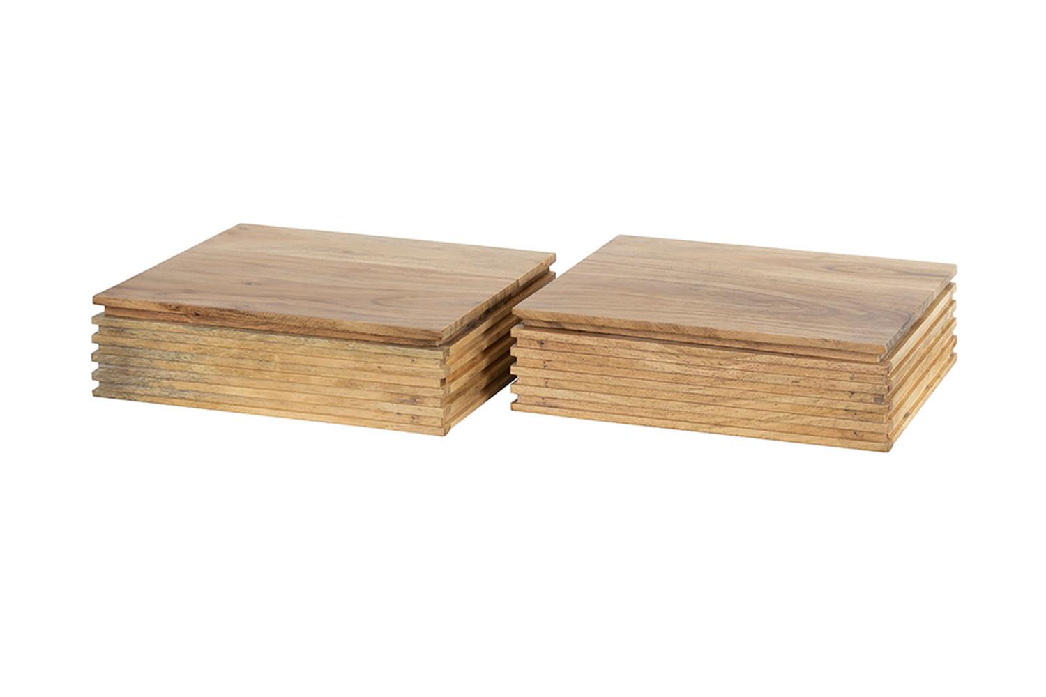 NACHTTISCH FIRU 2ER SET Holz Akazie - Zwetschgeholzfarben, Holz (30/8/25cm) - KAWOLA