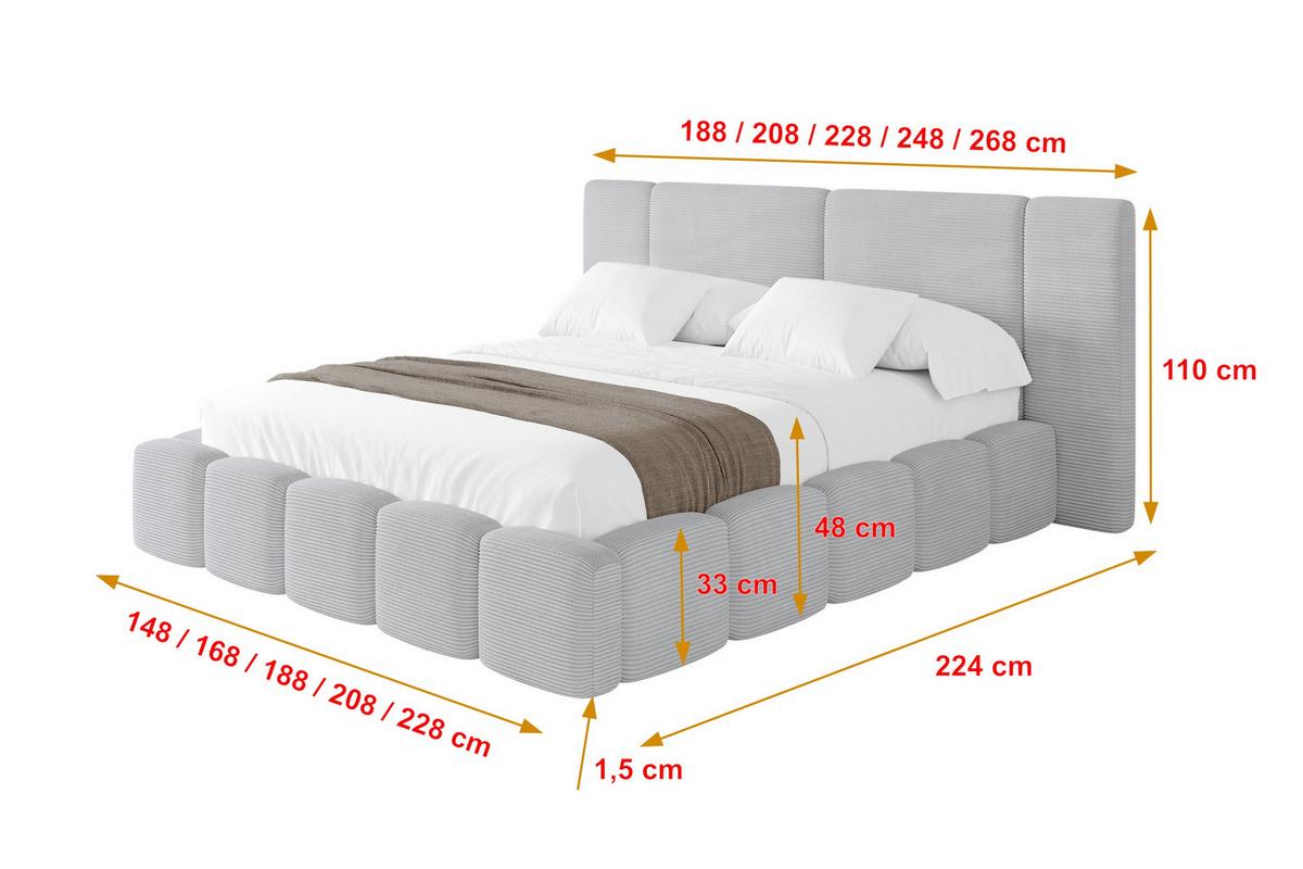POLSTERBETT mit Bettkasten und Lattenrost, Boxbett ohne Matratze - NILO 120x200 Grau - Anthrazit, Holzwerkstoff/Textil (120/200cm) - ALTDECOR