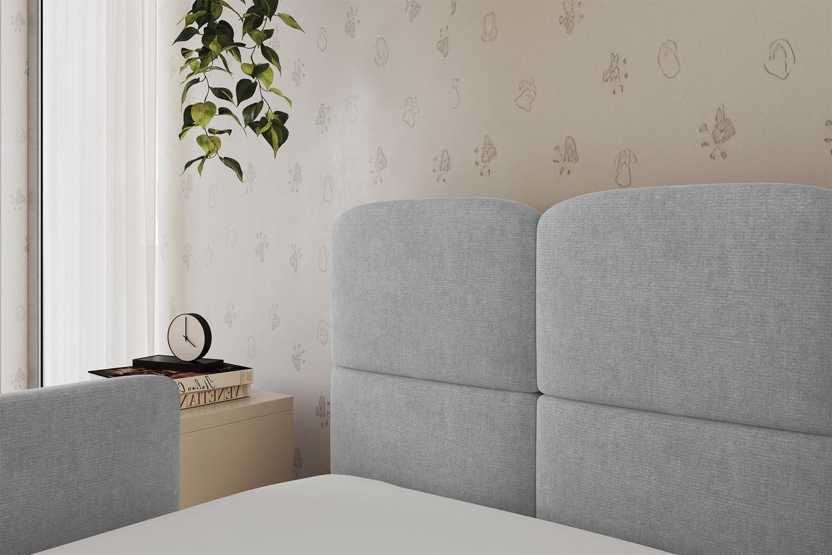 EINZELLBETT Jugendbett mit Bettkasten und Matratze H3/H4, Rechts - KIVY 80x200 Grau - Silberfarben, Holzwerkstoff/Textil (80/200cm) - ALTDECOR