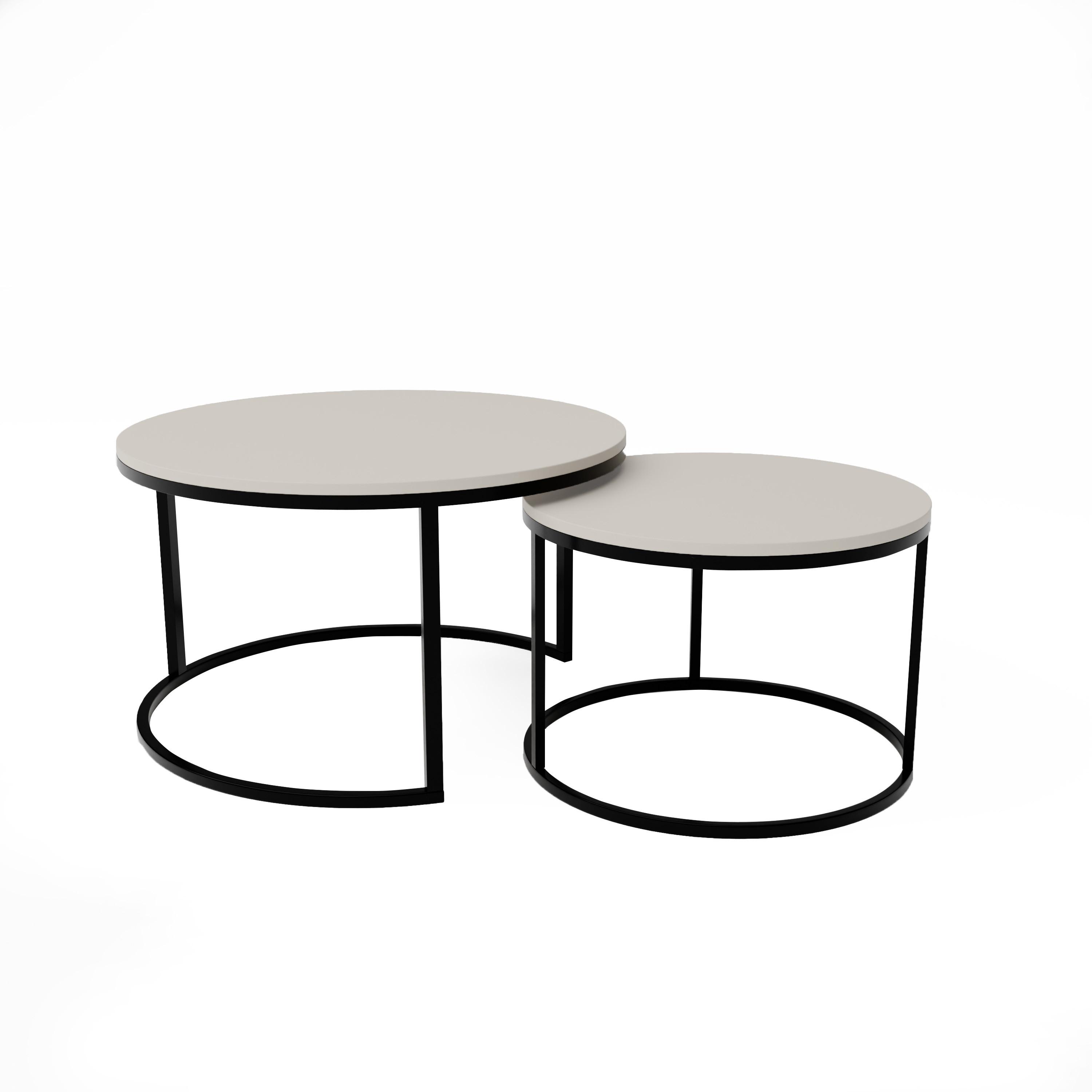 COUCHTISCH rund Klein, Kaschmir, Rahmen Schwarz - Kaschmir/Schwarz, Holzwerkstoff (70/70/48cm) - Idohome