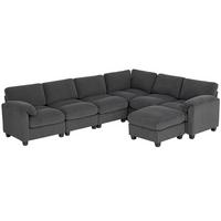 ECKSOFA Polyester Dunkelgrau - Dunkelgrau/Schwarz, Kunststoff/Textil (224/292cm) - HOMCOM