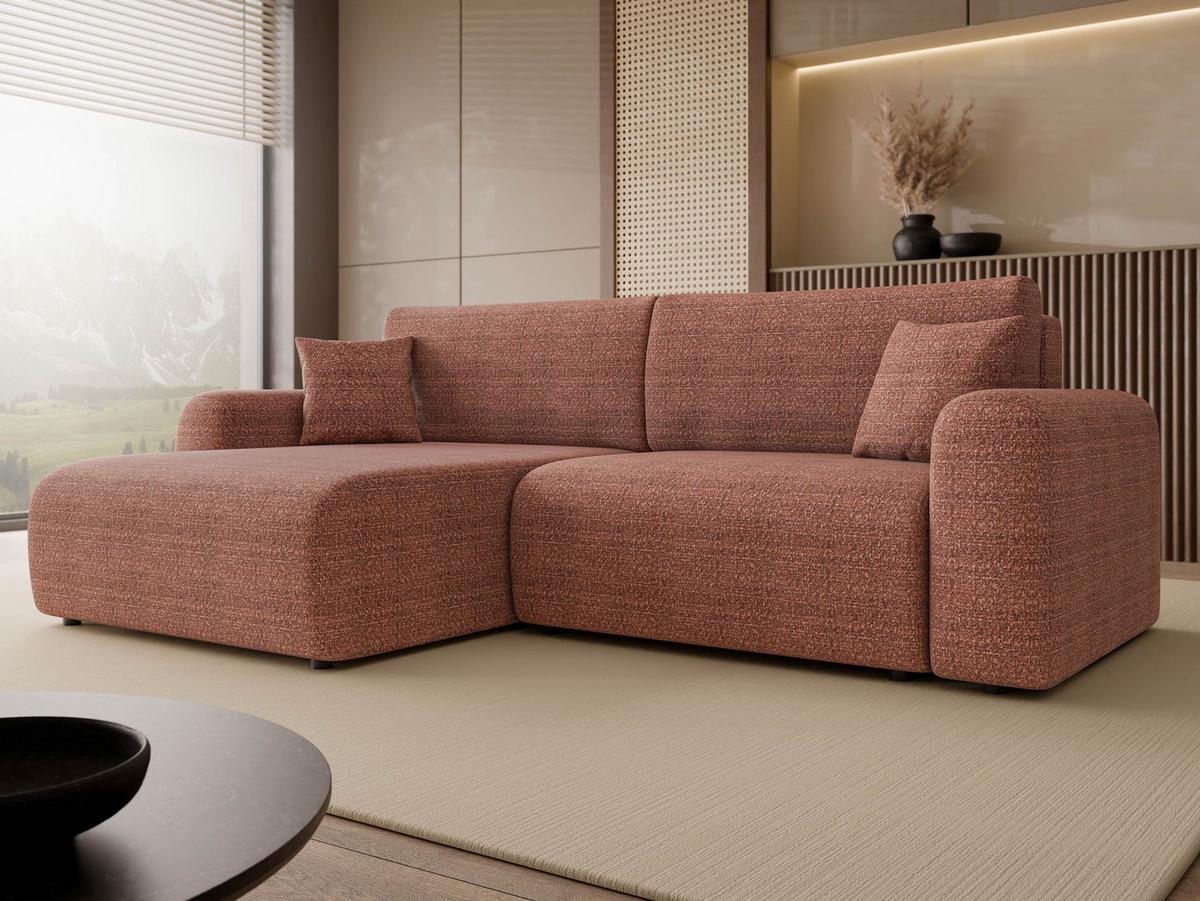 ECKSOFA Floryn L - Schwarz/Rosa, Holz/Kunststoff (245/145cm) - MIRJAN24