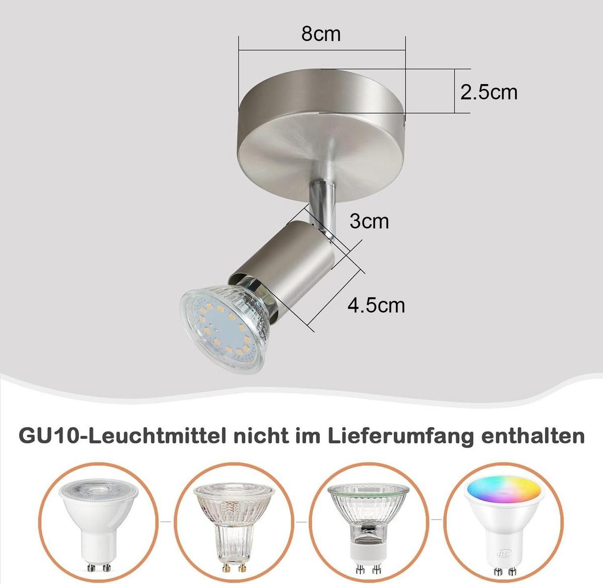 DECKENSTRAHLER Max 1-flammig 8/8/11 cm - Silberfarben, Metall (8/8/11cm) - Nettlife