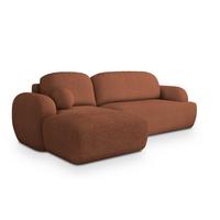 ECKSOFA MODENZA N L-S Orange Boucle-Stoff mit Schlaffunktion - Schwarz/Orange, Holz/Kunststoff (266/148cm) - MASSENO