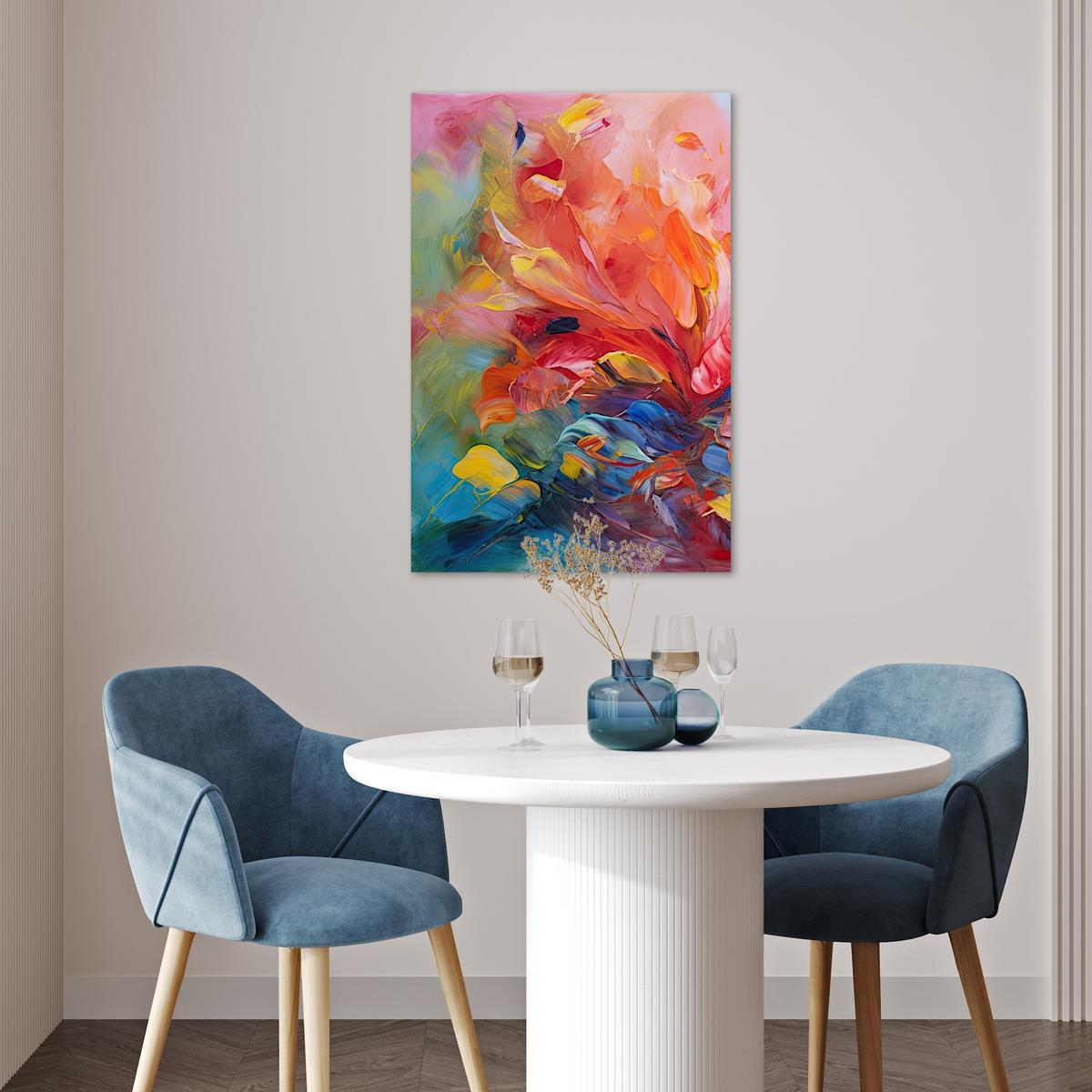 POSTER Ölgemälde - Kunst - Abstrakt - Farbenfroh Wanddeko 40x60 cm - Altrosa, Papier (40/60/0.1cm) - MuchoWow