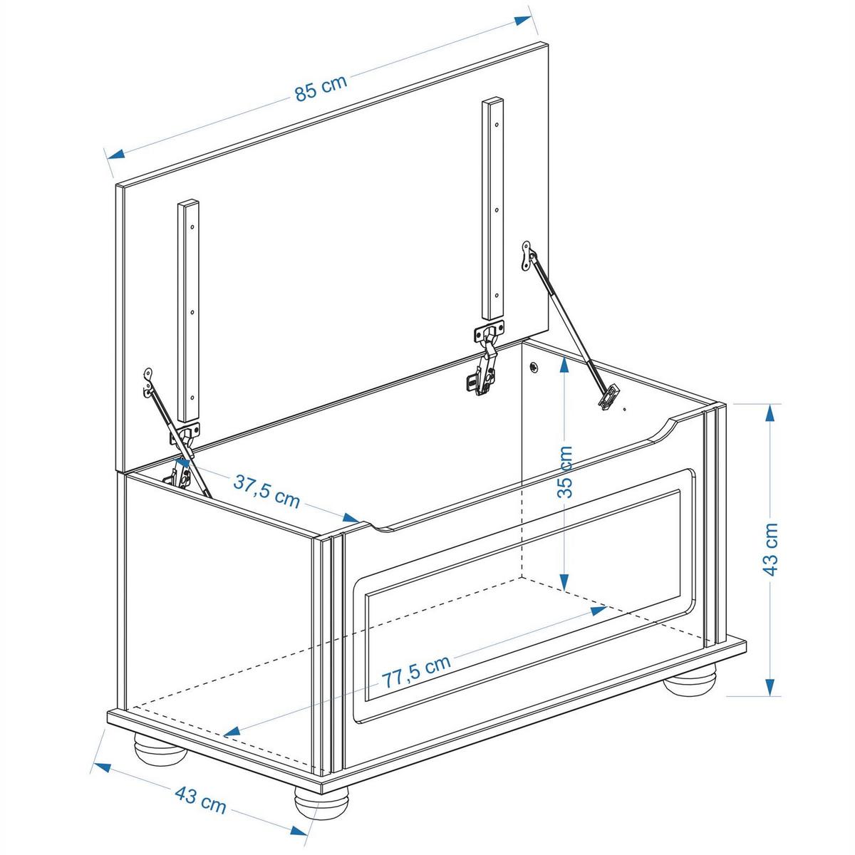 SITZTRUHE BRISTOL gebeizt/gewachst - Kieferfarben, Holz (85/45/43cm) - IDIMEX