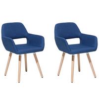 ESSZIMMERSTUHL 2er-Set Polsterbezug Blau Chicago - Blau, Holz/Textil (56/81/56cm) - Beliani