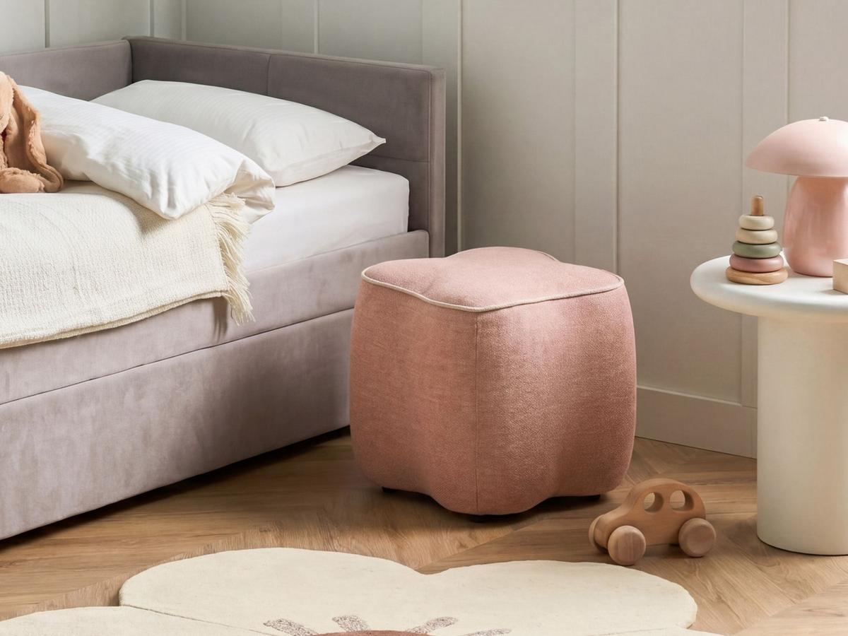POUF Stoff Rosa Juno - Beige, Textil (35/38/35cm) - Beliani