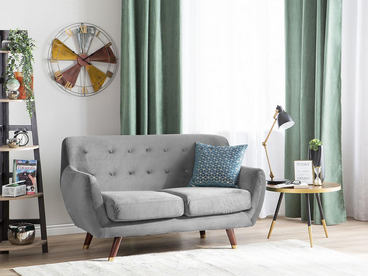2-SITZER-SOFA Samtstoff Grau Bodo - Grau, Textil (148/85/84cm) - Beliani