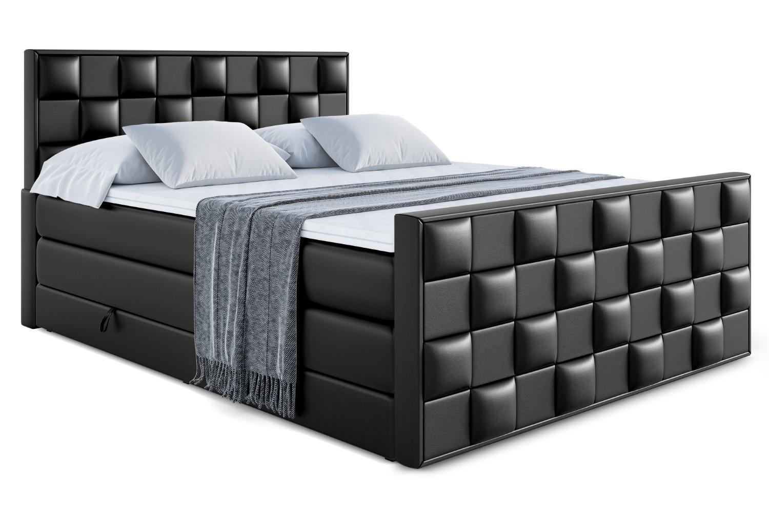 BOXSPRINGBETT ZAFIRA KING - 140 x 200 - H3/H4 - Schwarz Hochglanz - Schwarz Hochglanz, Holzwerkstoff (140/200cm) - ALTDECOR