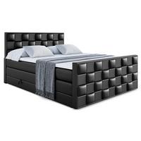 BOXSPRINGBETT ZAFIRA KING - 140 x 200 - H3/H4 - Schwarz Hochglanz - Schwarz Hochglanz, Holzwerkstoff (140/200cm) - ALTDECOR
