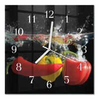 WANDUHR aus Glas 30x30 cm - Pfeffer - Schwarz, Glas (30/30/0.4cm) - TULUP