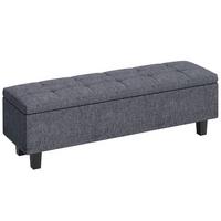 TRUHENBANK mit Stauraum, Polsterbank mit Leinenoptik, Holzbeine, Dunkelgrau - Dunkelgrau, Textil (40/45/138cm) - HOMCOM