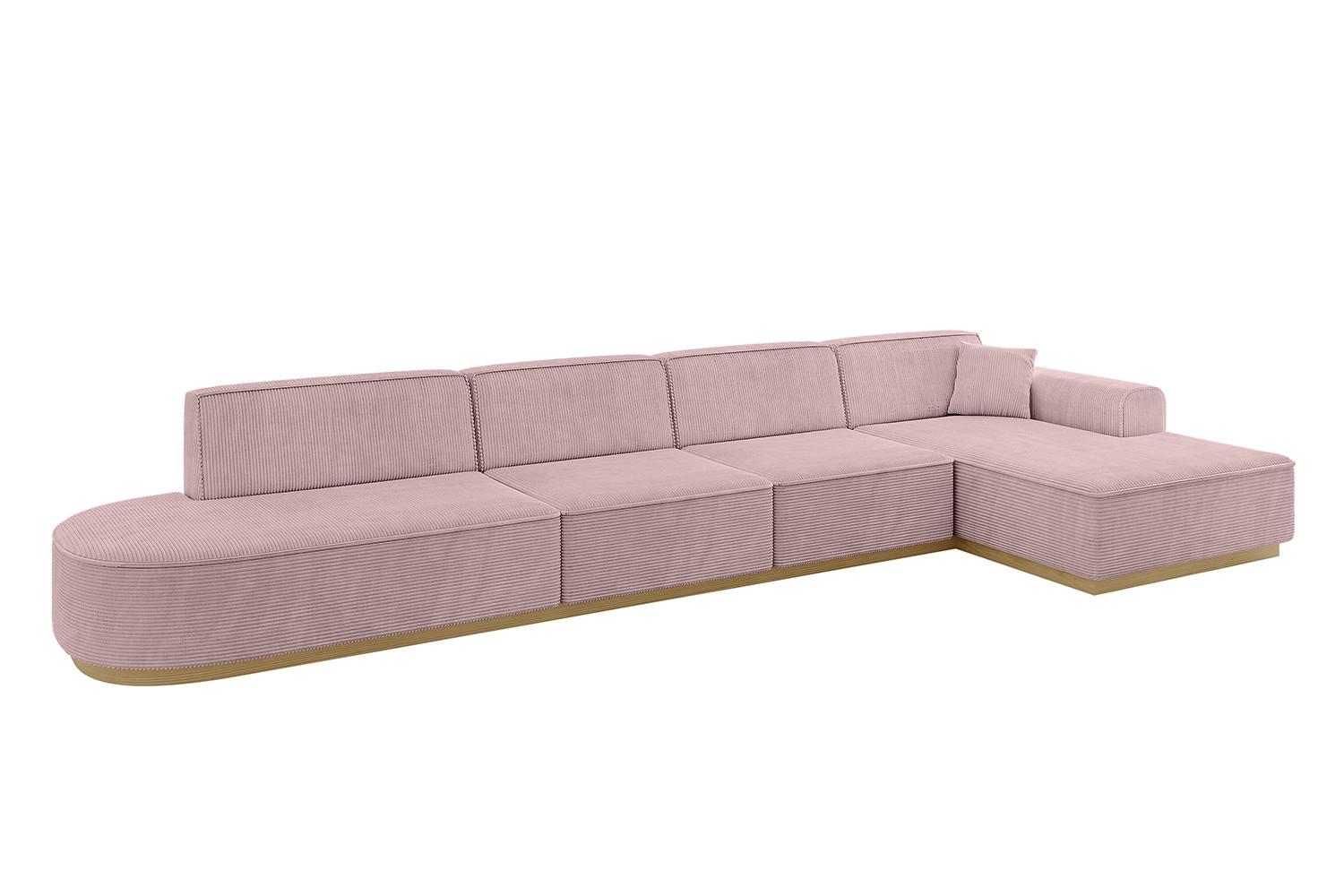 ECKSOFA Ottomane Rechts IREA-L3-v2 - 412x165x80 cm Rosa - Rosa, Holzwerkstoff/Textil (412/165cm) - ALTDECOR