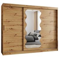 SCHIEBETÜRENSCHRANK mit Spiegel SPOTI 200/250/62 3-türig - Silberfarben/Eiche Artisan, Holz (250/200/62cm) - MÖBEL KRYSPOL