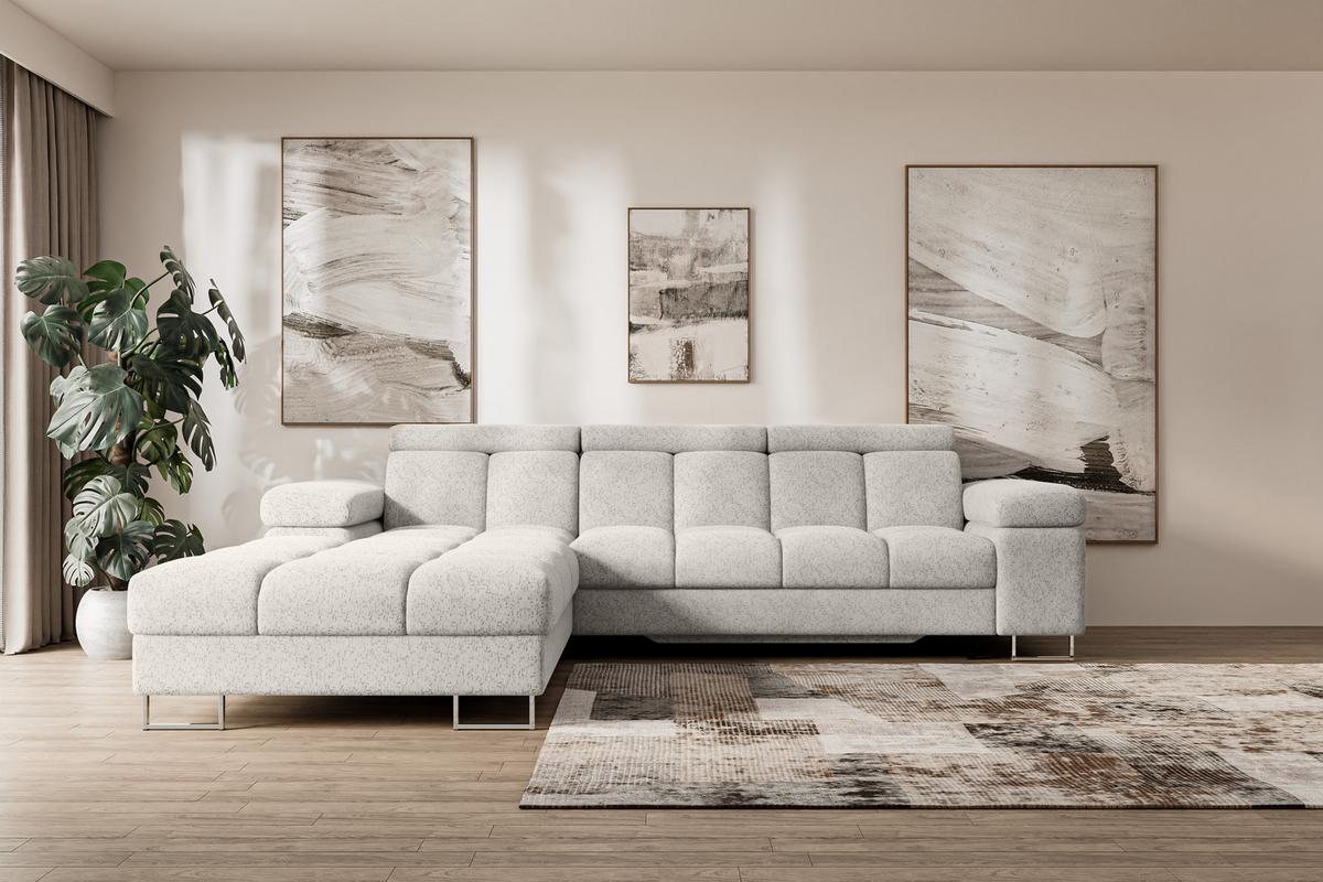 ECKSOFA mit Schlaffunktion Ottomane Links 271x203x79 Hellgrau Tissu - Hellgrau, Holzwerkstoff/Textil (271/203cm) - ALTDECOR