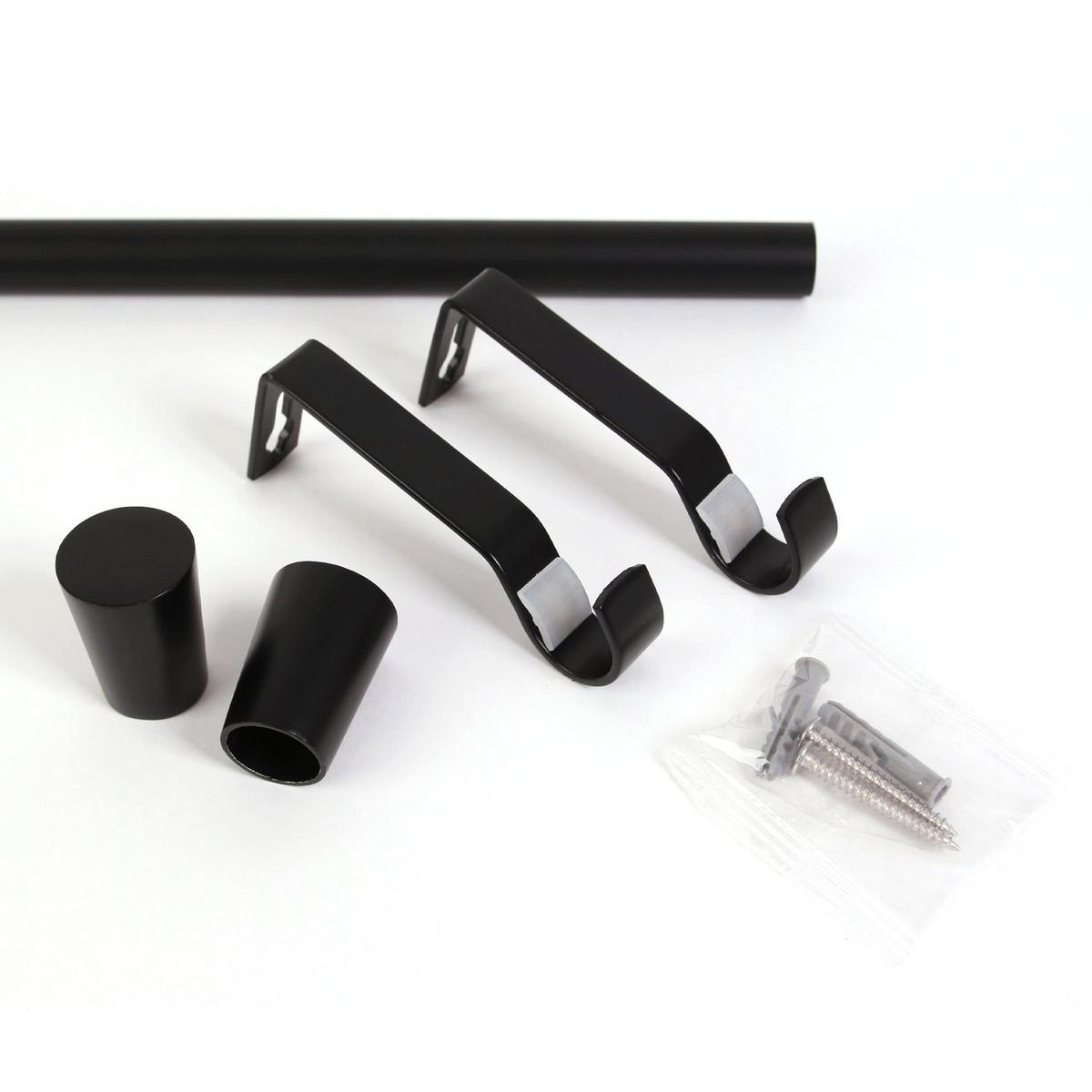 GARDINENSTANGE 1-lauf Wandmontage Kegel 140cm - Schwarz, Metall (140cm) - Deco-Raum
