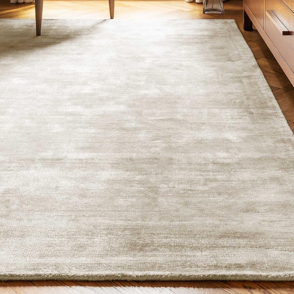 VISKOSETEPPICH handgewebt BARI, einfarbig, Beige-Grau, 160 x 230 cm - Beige, Textil (160/230cm) - KADIMA DESIGN